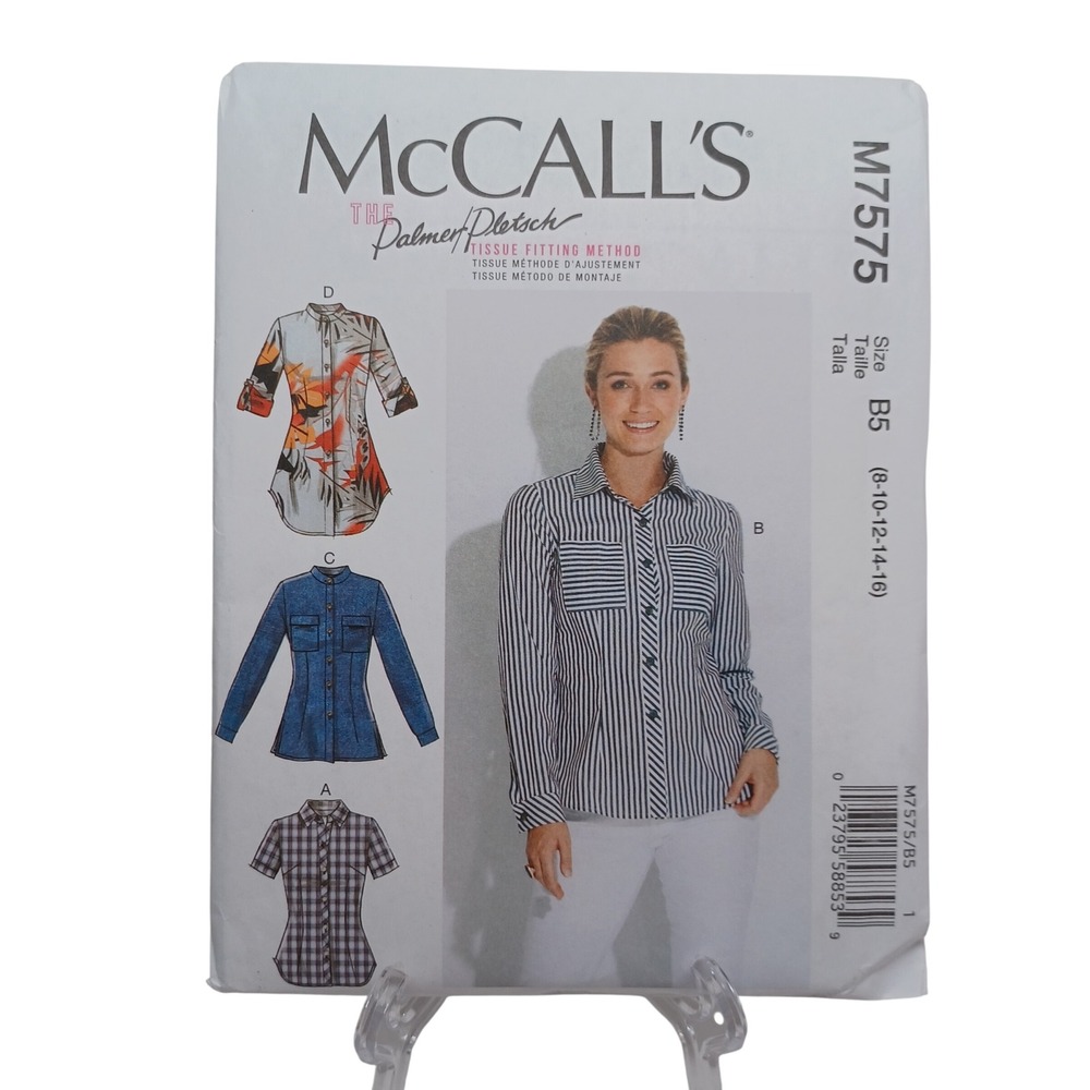 McCalls M7575 Sewing Pattern Womens Shirts Tunics Size 8-16 Palmer Pletsch